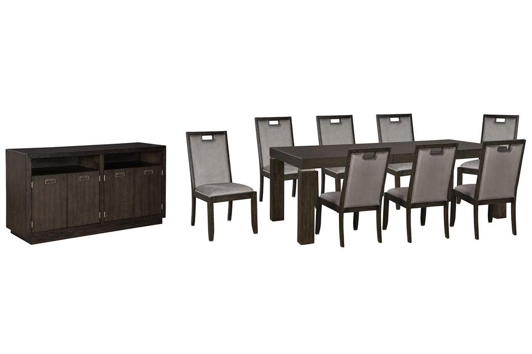Hyndell Dining Table and 8 Chairs with Storage