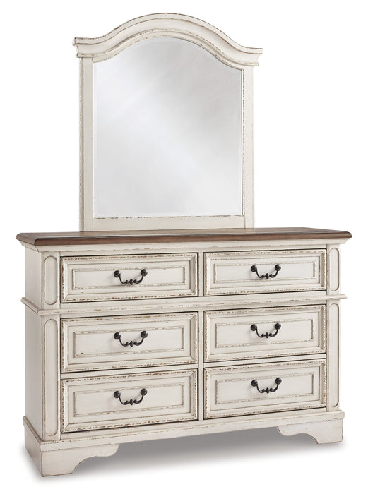 Realyn Full Panel Bed with Mirrored Dresser, Chest and Nightstand